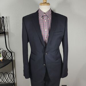 Hugo Boss‎ Men's Sport Coat Blazer Two Button Solid Black SHK SKIN Wool Size 40R